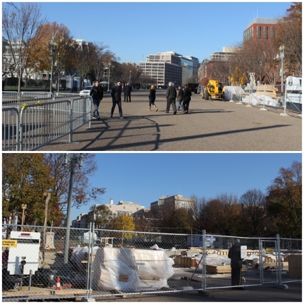 Perbaikan jalan di depan kantor Pak Obama
